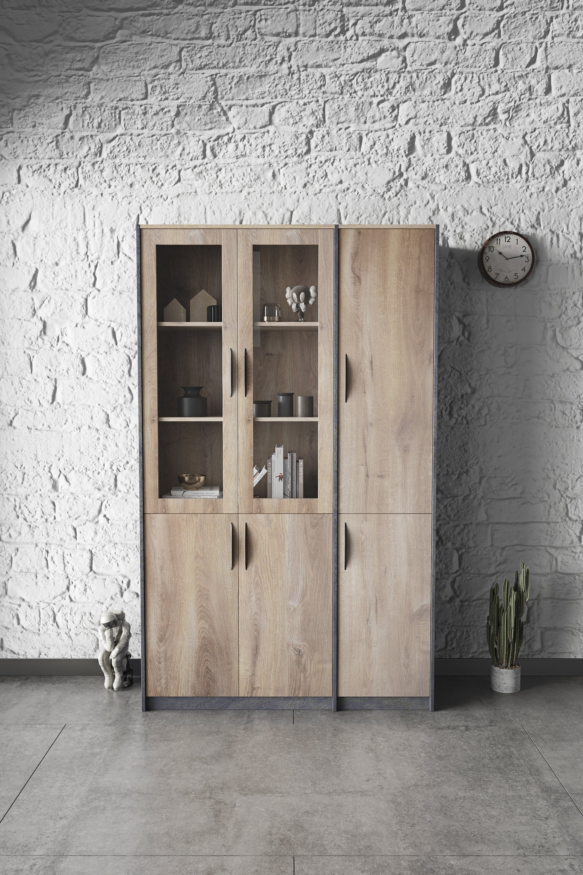Office Bookcase,Display Unit 120cm - Warm Oak & Black - TRIBECA - JOSE.M.ONNA FURNITURE