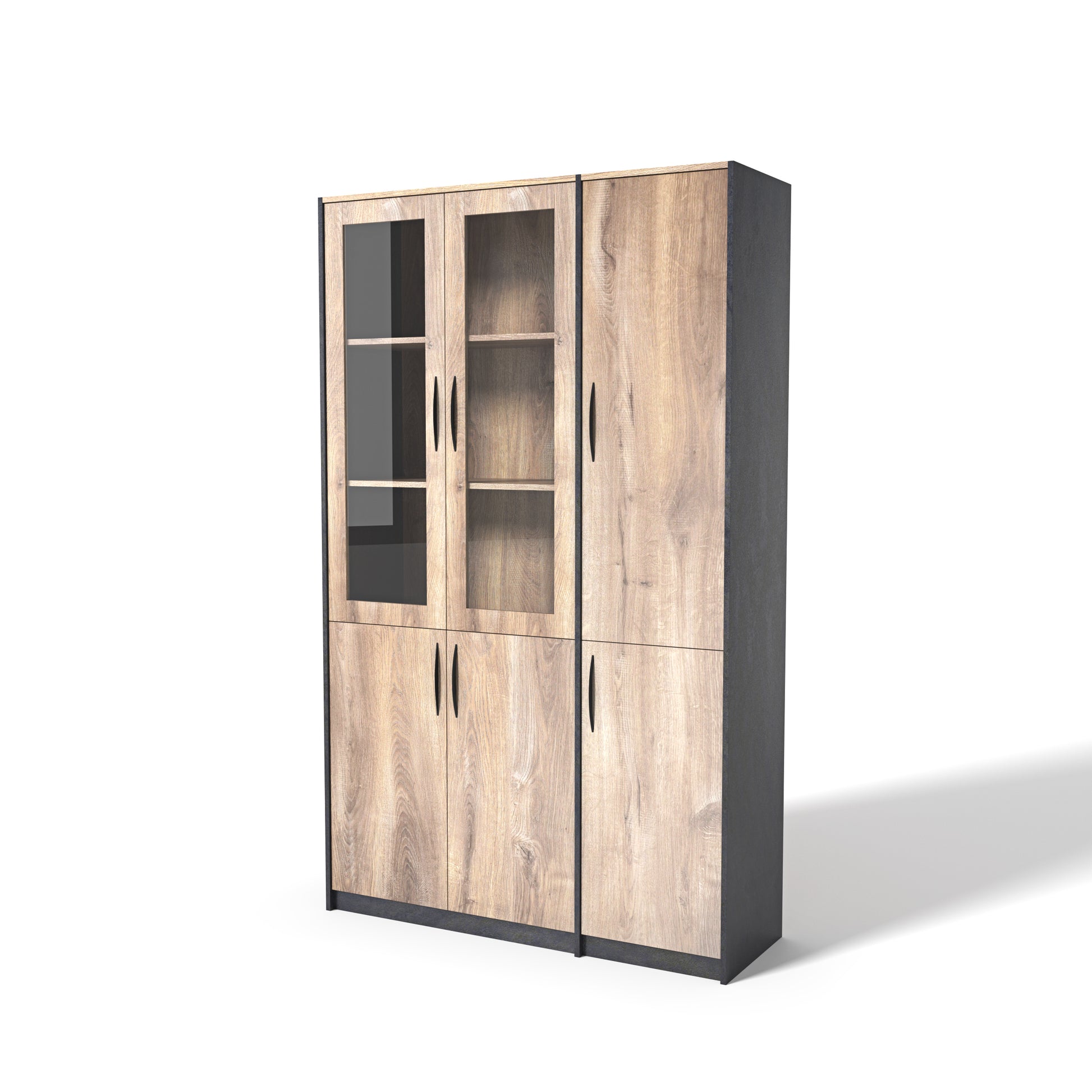 Office Bookcase,Display Unit 120cm - Warm Oak & Black - TRIBECA - JOSE.M.ONNA FURNITURE