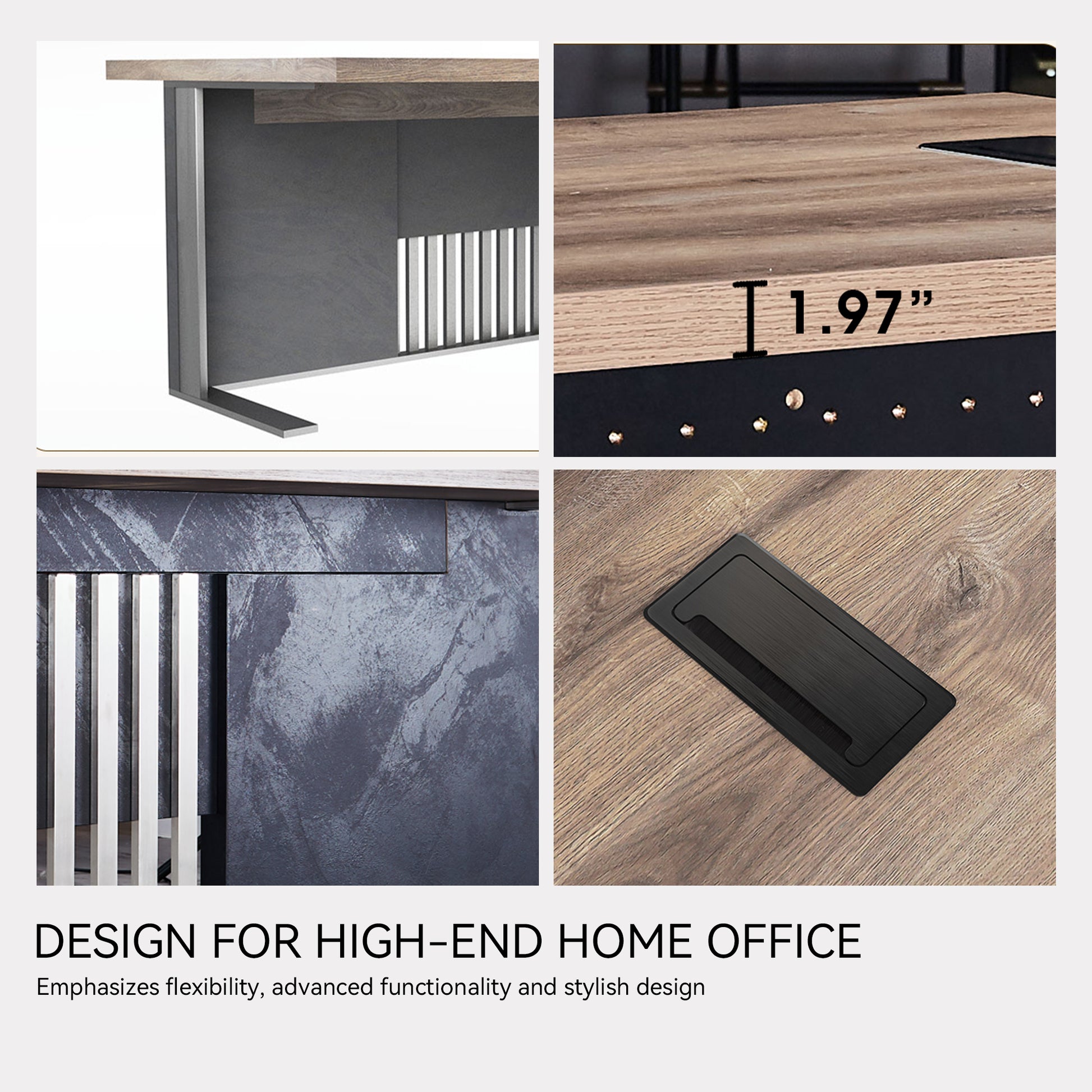 L-Shaped Executive Desk, Large Office Desk with Drawers and Mobile File Cabinet- TRIBECA - JOSE.M.ONNA FURNITURE