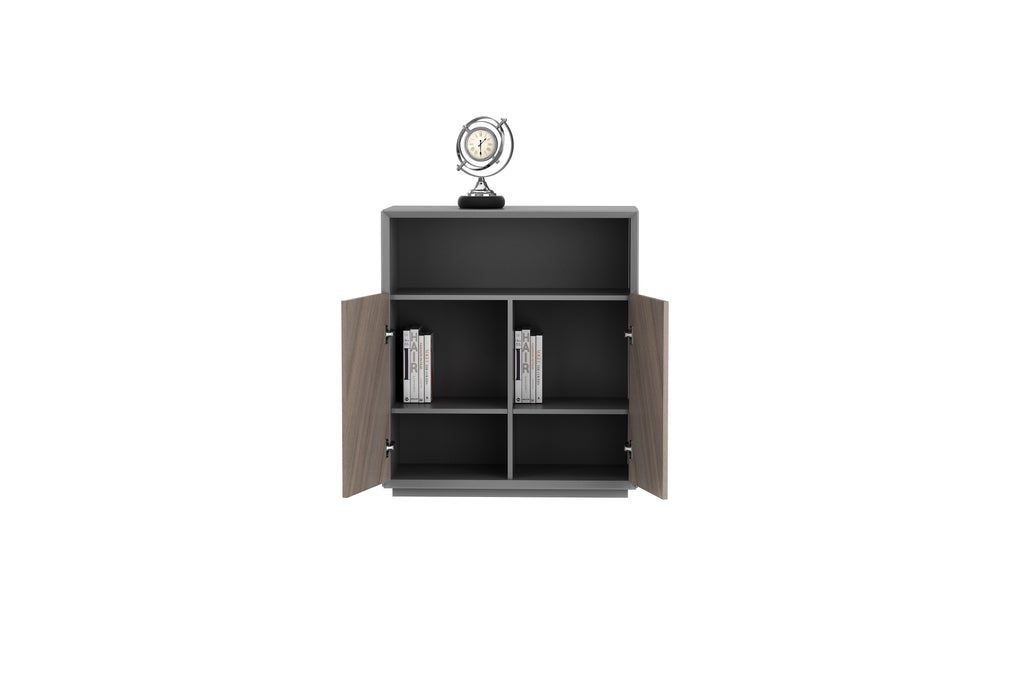 Minimalist low bookcase with Doors, Modern Design Bookshelf, Practical Storage and Decor - JOSE.M.ONNA FURNITURE