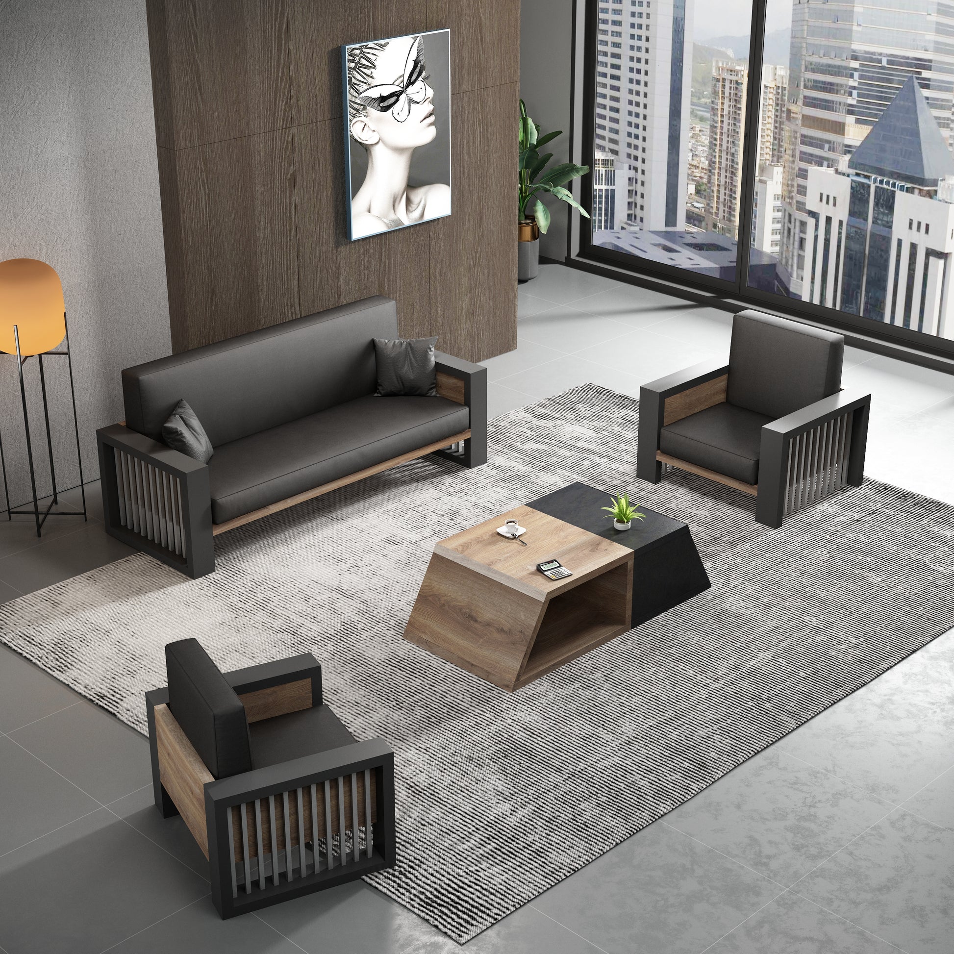 Seater Sofa - Warm Oak & Black - TRIBECA - JOSE.M.ONNA FURNITURE