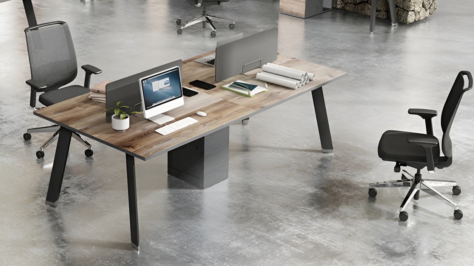 2 People Workstation with 1 Cabinets 94inch - TRIBECA
