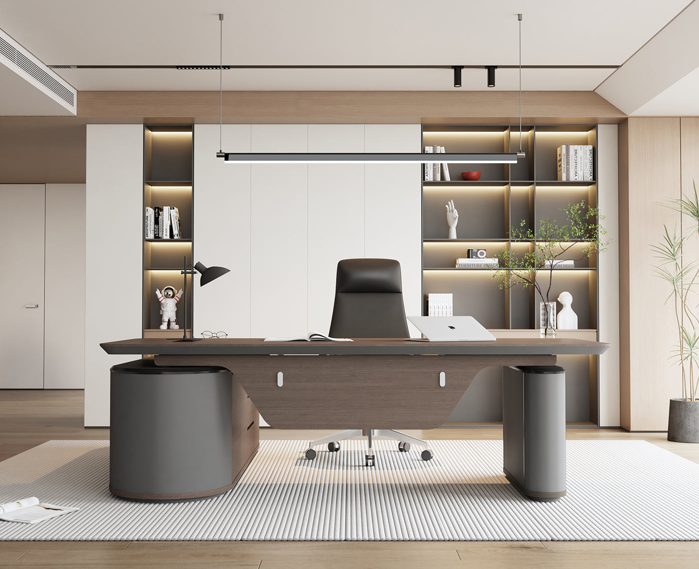 L Shaped Executive Desk, Multiple desk with drawers, sockets and USB ports