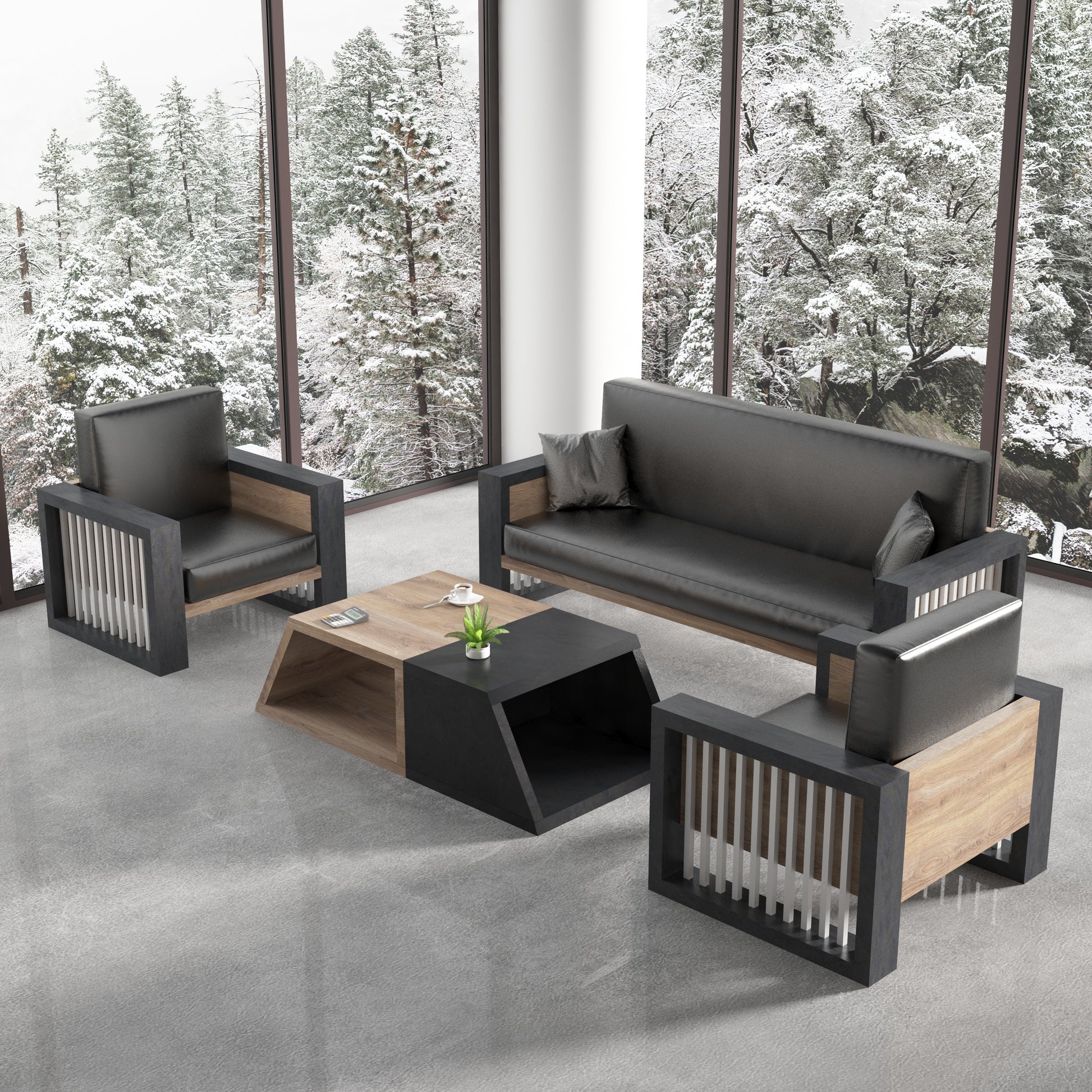 Seater Sofa - Warm Oak & Black - TRIBECA - JOSE.M.ONNA FURNITURE