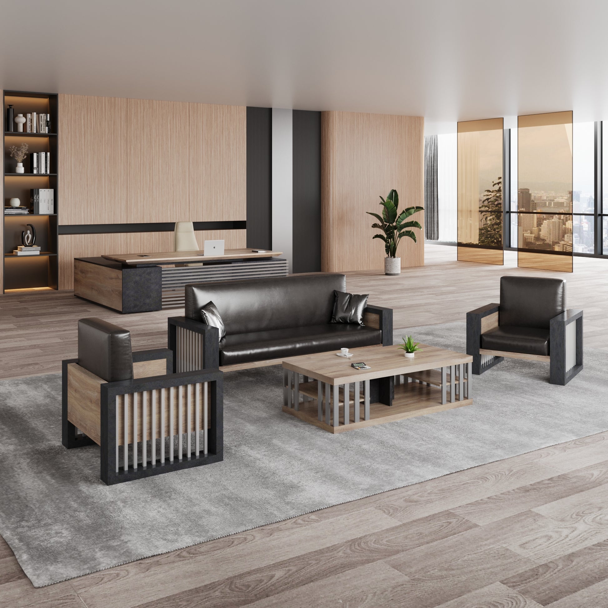 Seater Sofa - Warm Oak & Black - TRIBECA - JOSE.M.ONNA FURNITURE