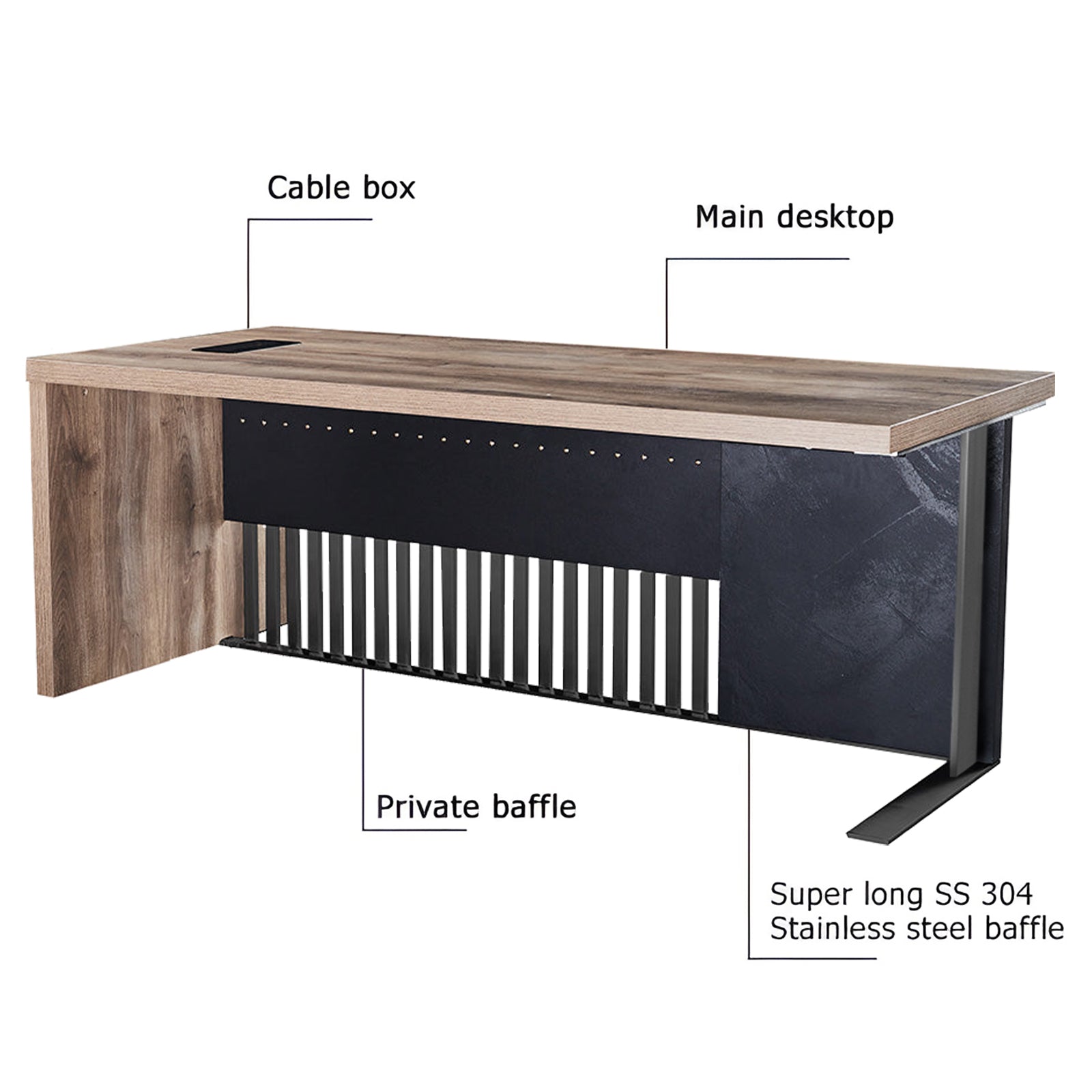 L-Shaped Executive Desk, Large Office Desk with Drawers and Mobile File Cabinet- TRIBECA - JOSE.M.ONNA FURNITURE