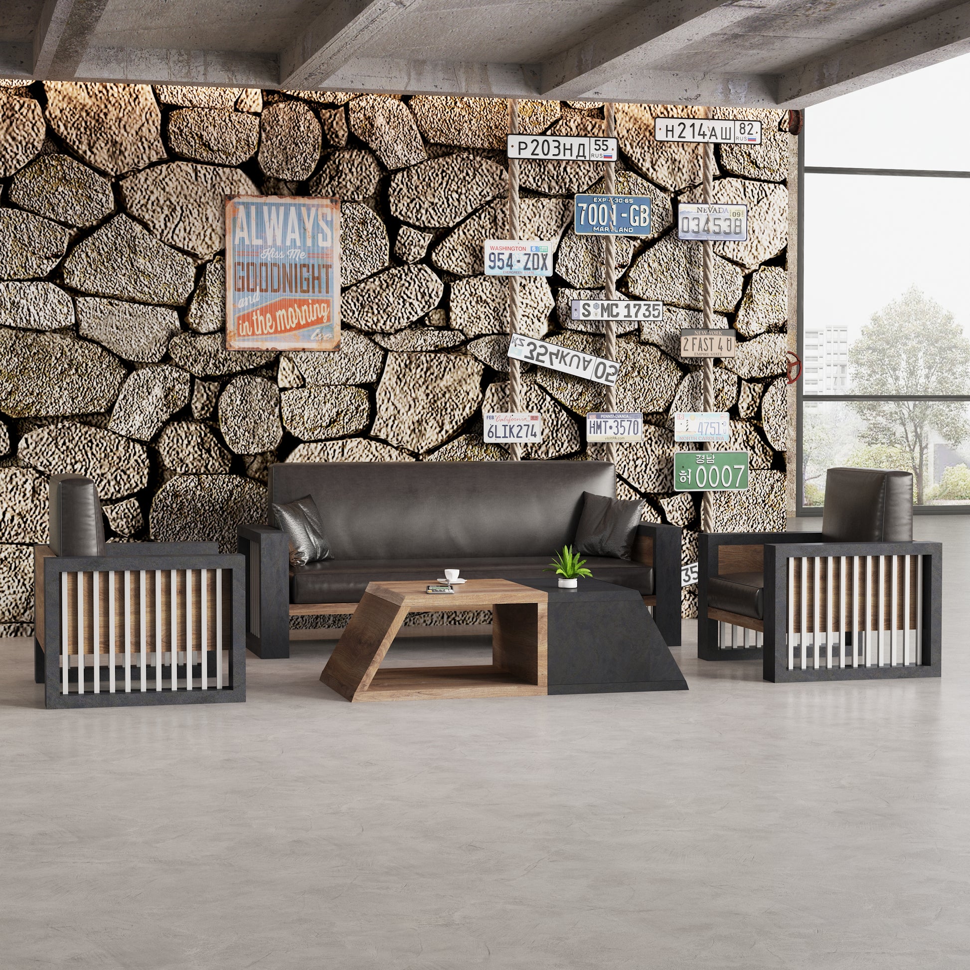 Seater Sofa - Warm Oak & Black - TRIBECA - JOSE.M.ONNA FURNITURE