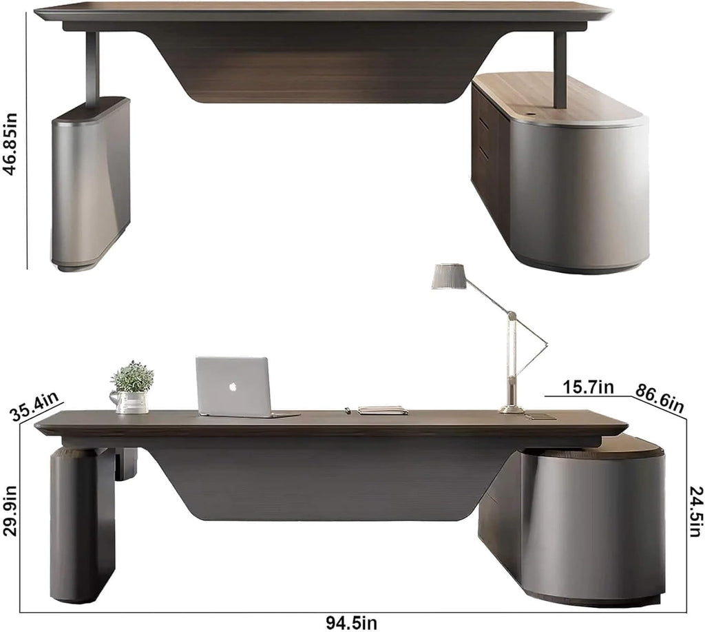 L Shaped Executive Desk, Multiple desk with drawers, sockets and USB ports
