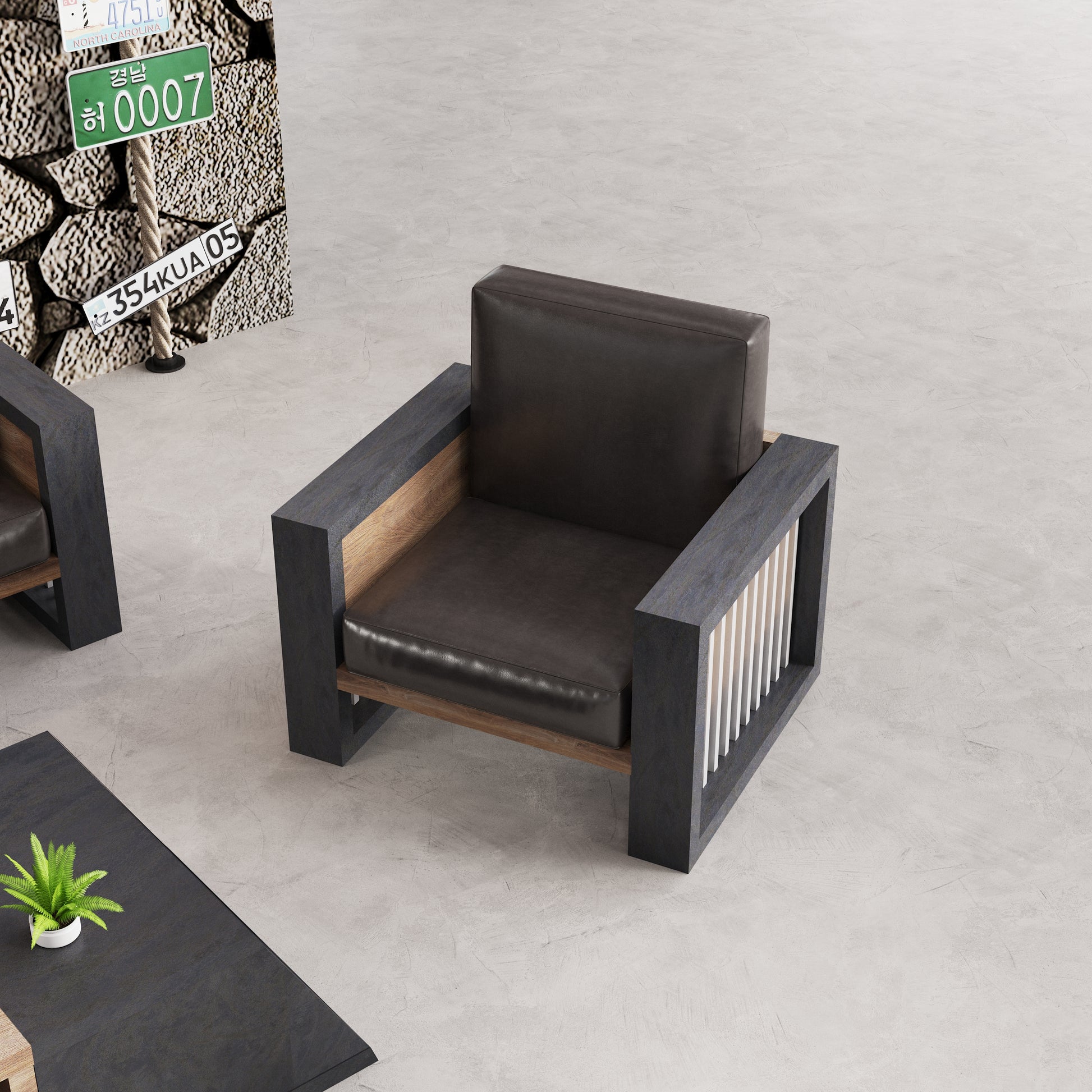 Single Seater Sofa - Warm Oak & Black - TRIBECA - JOSE.M.ONNA FURNITURE