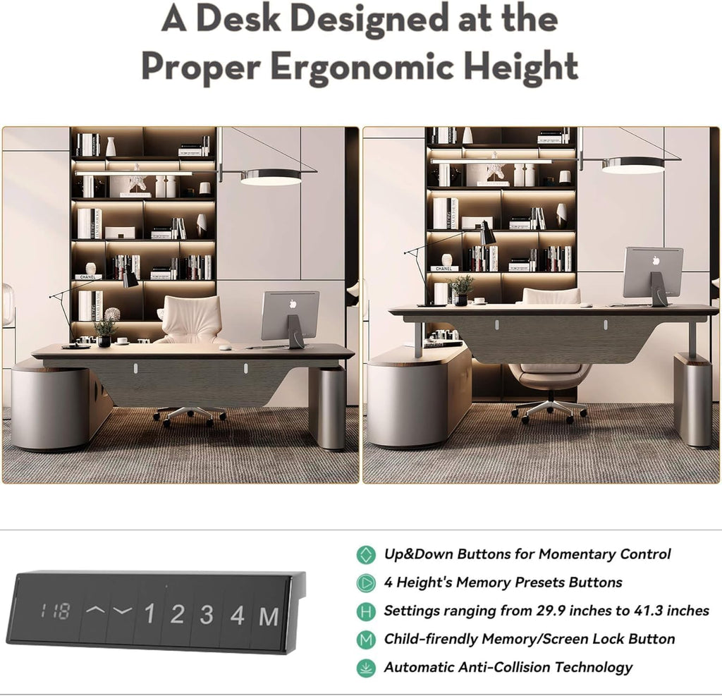 L Shaped Executive Desk, Multiple desk with drawers, sockets and USB ports