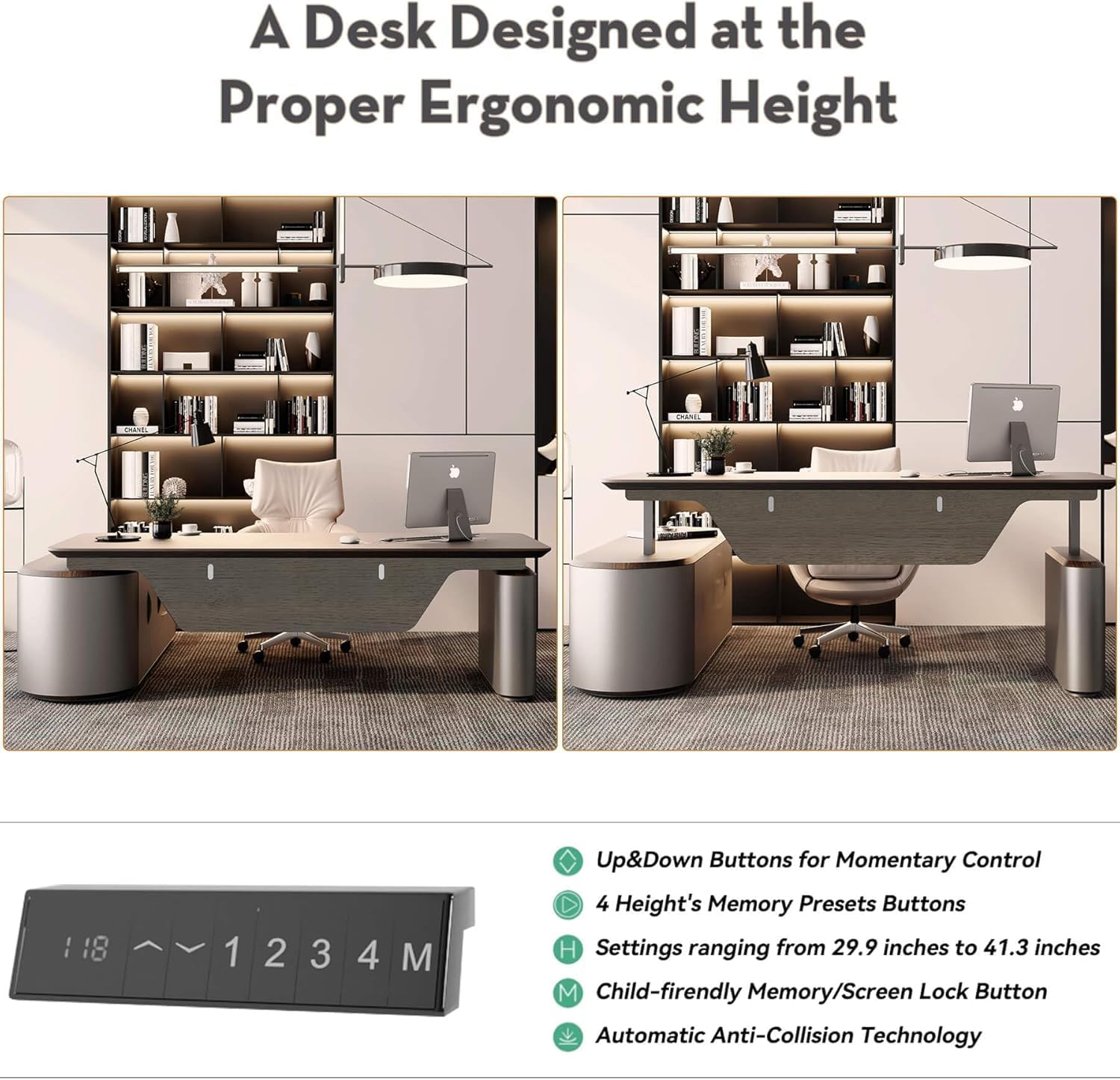 L Shaped Executive Desk, Multiple desk with drawers, sockets and USB ports