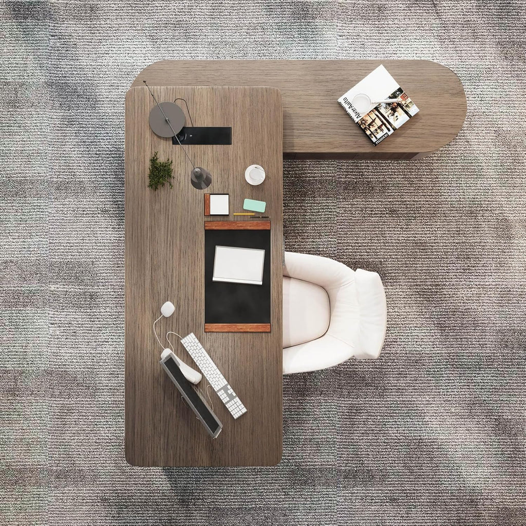 L Shaped Executive Desk, Multiple desk with drawers, sockets and USB ports