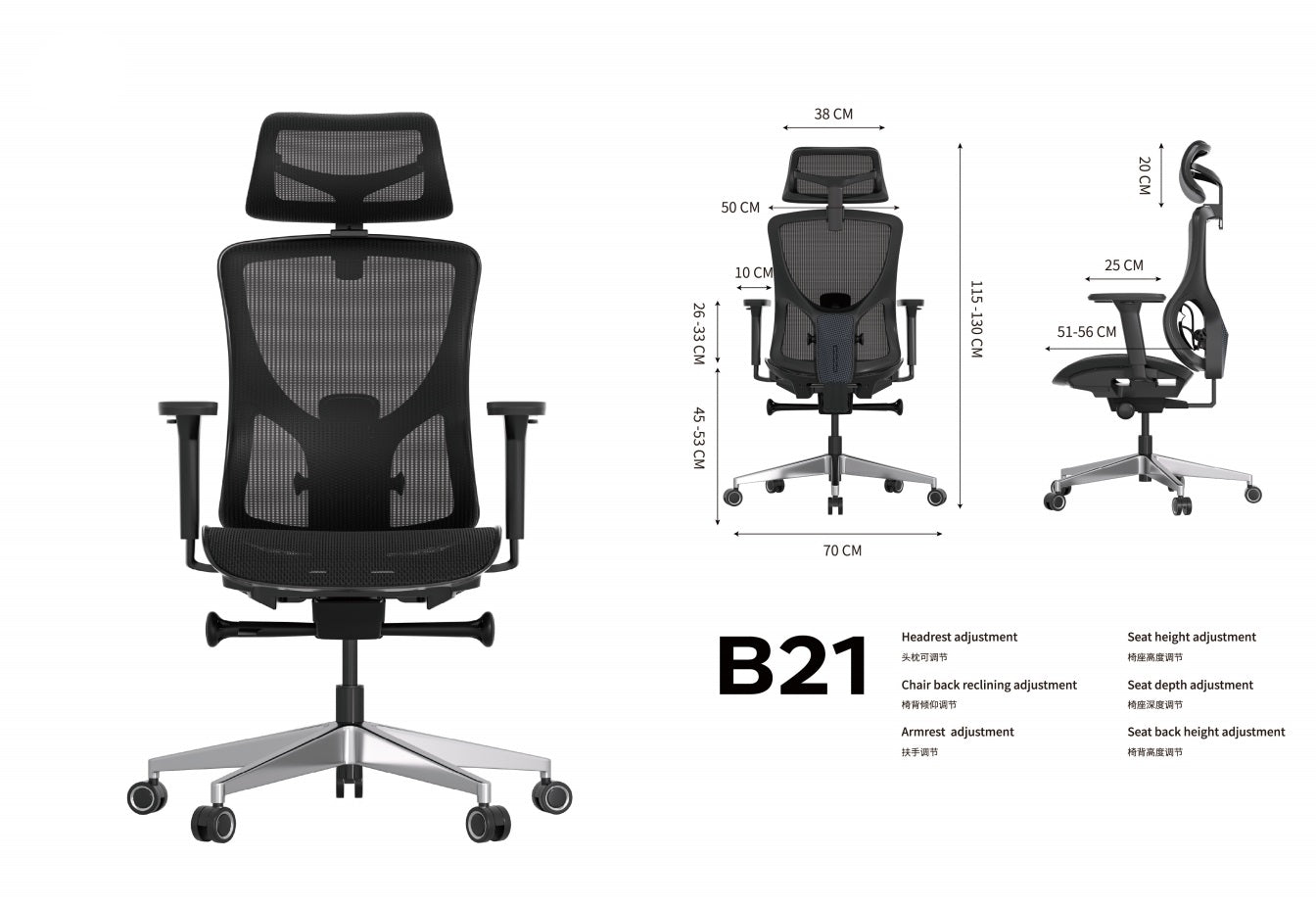 B21x Executive Office Chair with Headrest - JOSE.M.ONNA FURNITURE