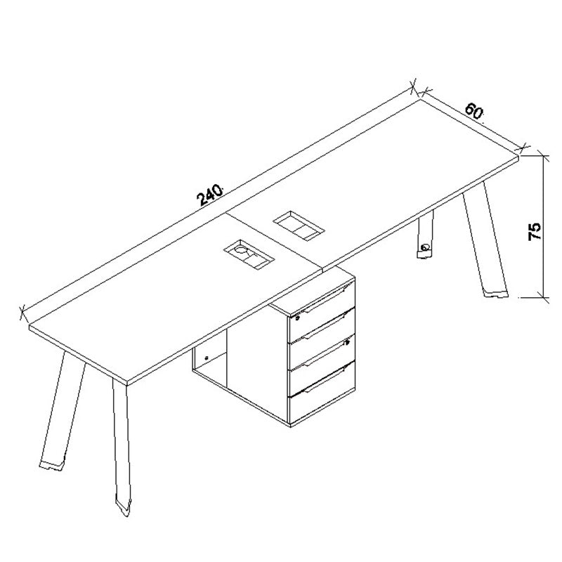 2 People Workstation with 1 Cabinets 94inch - TRIBECA - JOSE.M.ONNA FURNITURE