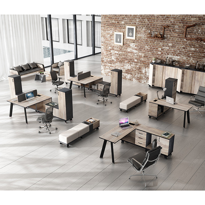 Office Cabinets Unit 160cm - Warm Oak & Black - TRIBECA - JOSE.M.ONNA FURNITURE