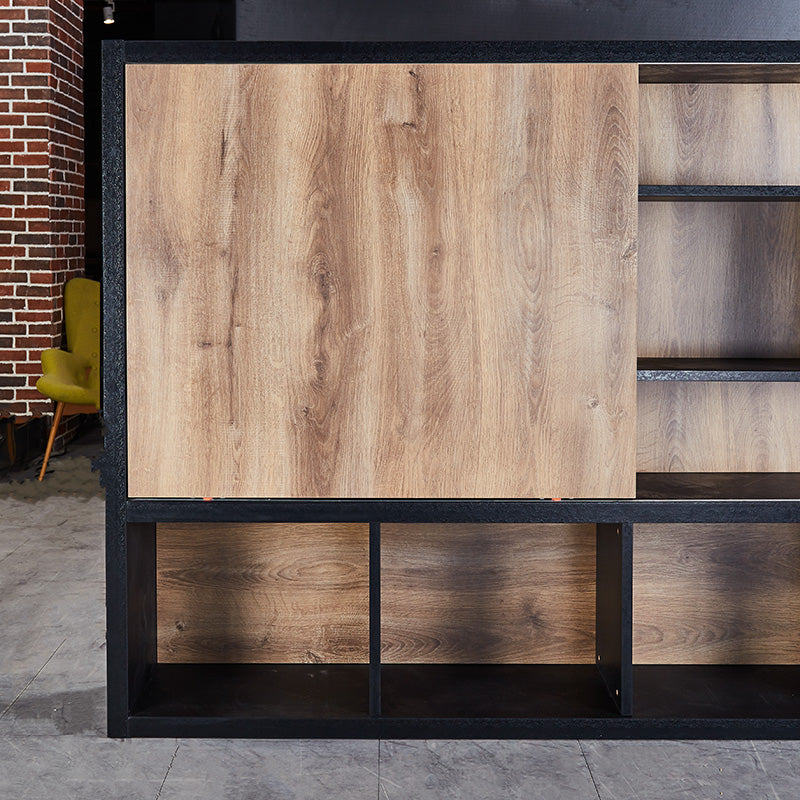 Office Bookcase,Display Wall Unit 2.4M - Warm Oak & Black - TRIBECA - JOSE.M.ONNA FURNITURE