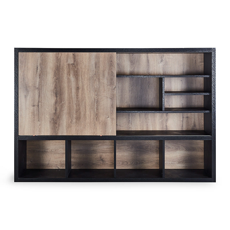 Office Bookcase,Display Wall Unit 2.4M - Warm Oak & Black - TRIBECA - JOSE.M.ONNA FURNITURE