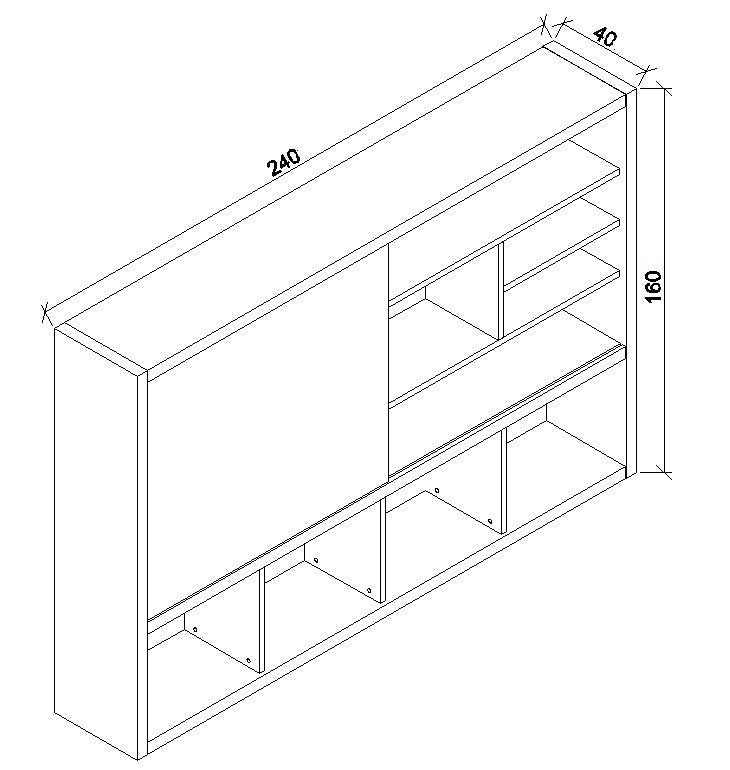 Office Bookcase,Display Wall Unit 2.4M - Warm Oak & Black - TRIBECA - JOSE.M.ONNA FURNITURE
