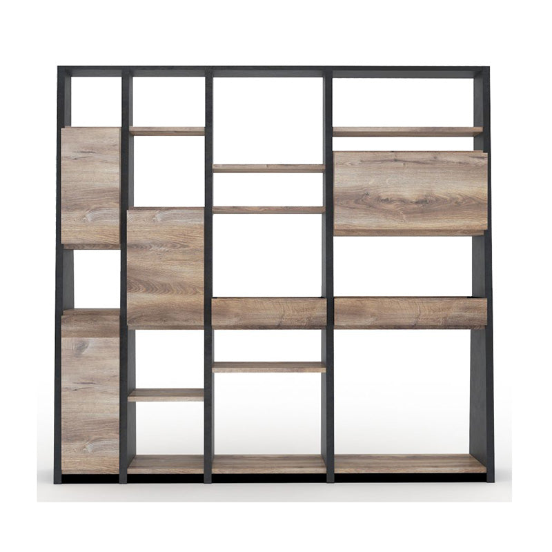 Office Bookcase,Display Unit 230cm - Warm Oak & Black - TRIBECA - JOSE.M.ONNA FURNITURE