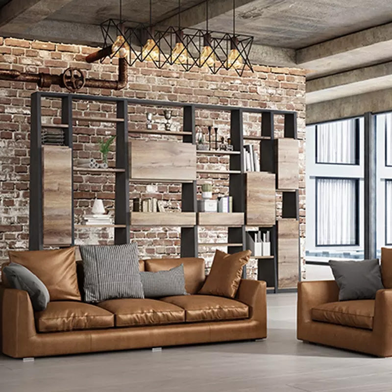 Office Bookcase,Display Unit 230cm - Warm Oak & Black - TRIBECA - JOSE.M.ONNA FURNITURE