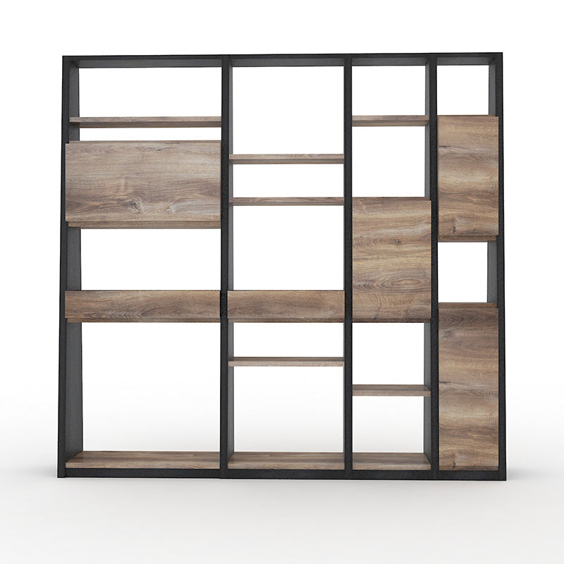 Office Bookcase,Display Unit 230cm - Warm Oak & Black - TRIBECA - JOSE.M.ONNA FURNITURE