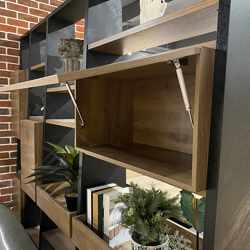 Office Bookcase,Display Unit 230cm - Warm Oak & Black - TRIBECA - JOSE.M.ONNA FURNITURE
