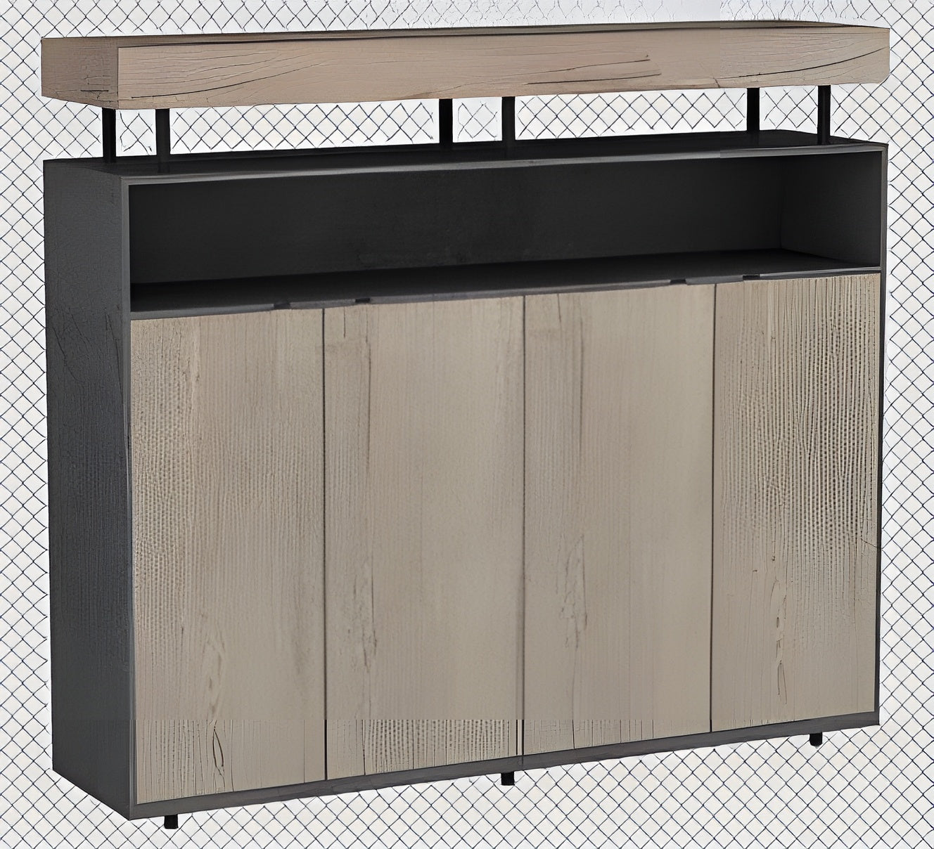 Modern minimalist and stylish Decorative cabinet with 4 cabinet doors, tobacco wood - JOSE.M.ONNA FURNITURE