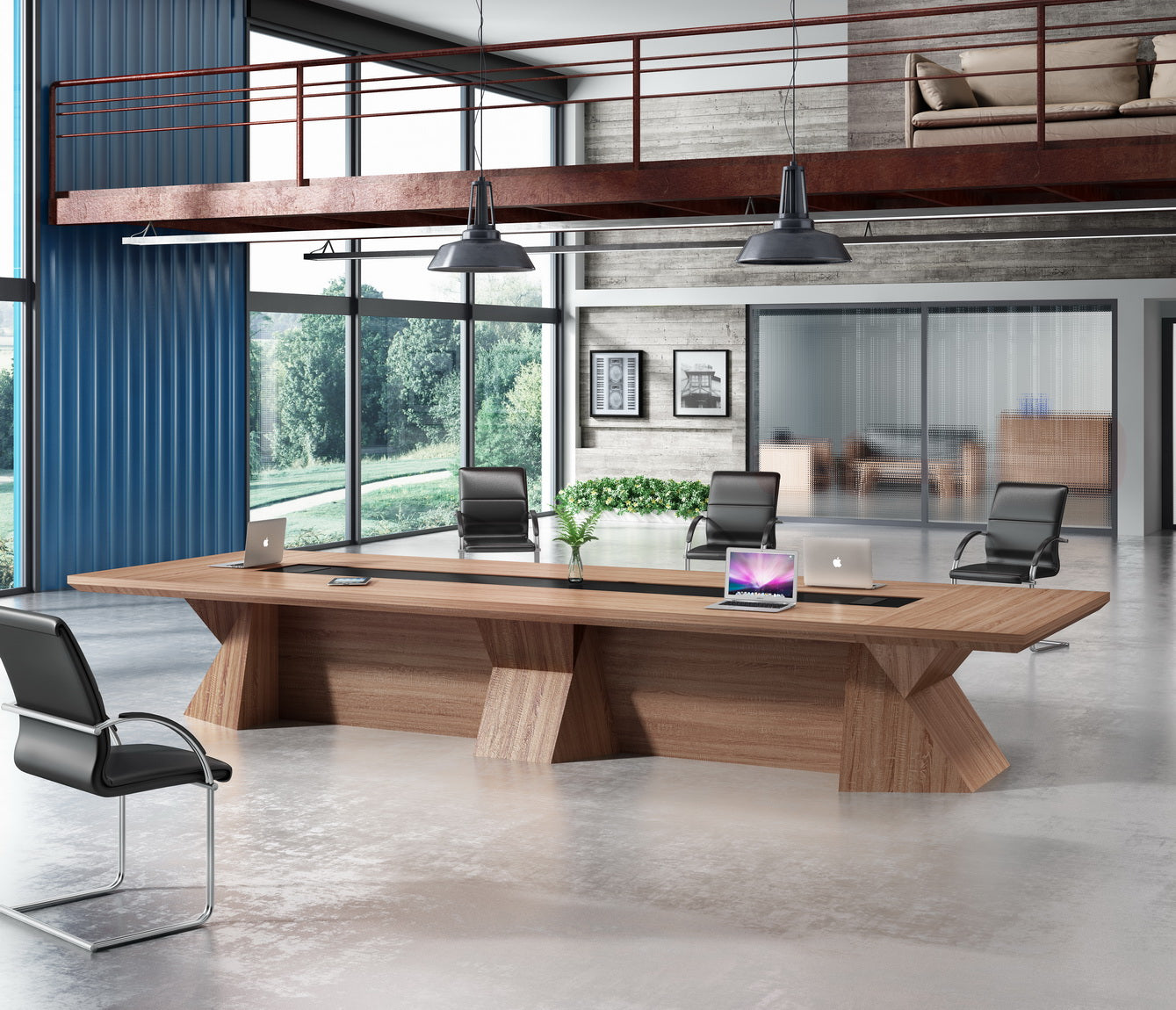 Conference Table for 6-8 People, Wood color Rectangular Seminar Table, Business Style Wooden Training Table for Office Conference - JOSE.M.ONNA FURNITURE