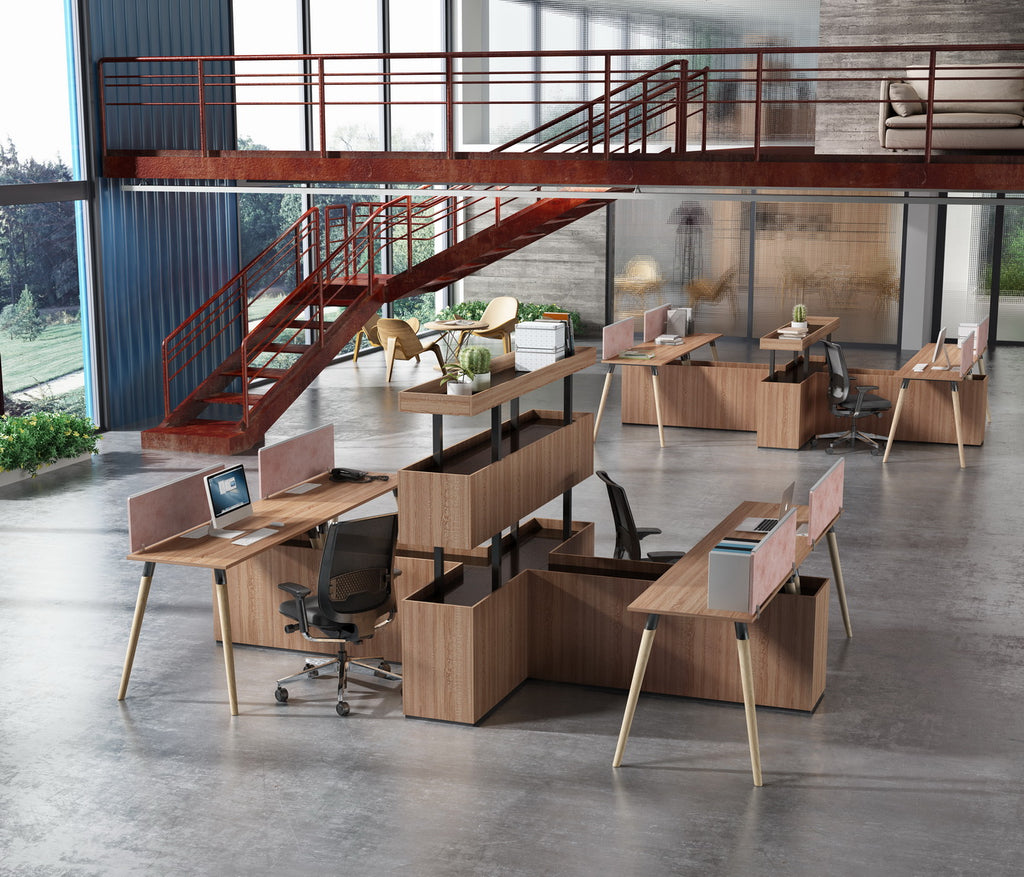 Staff Table Workstation Multi-position Office Desk Office Cubicles with decorative cabinet and Privacy Panels - JOSE.M.ONNA FURNITURE