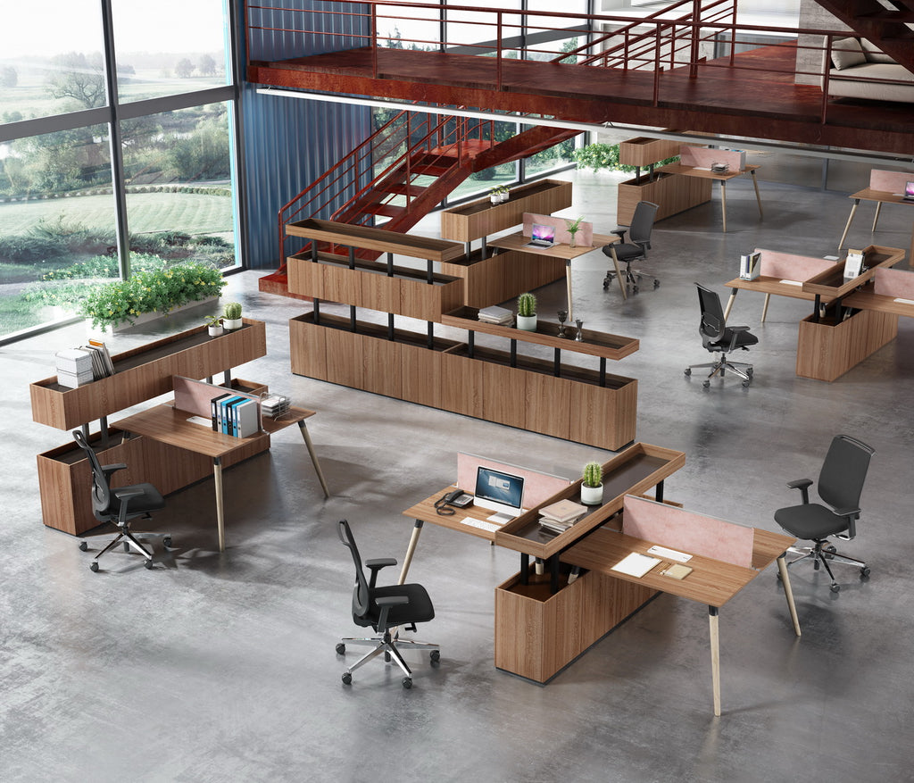 Workstation Stylish Wooden Multi - Person Office Cubicles with Partitioned Design for More Privacy - JOSE.M.ONNA FURNITURE