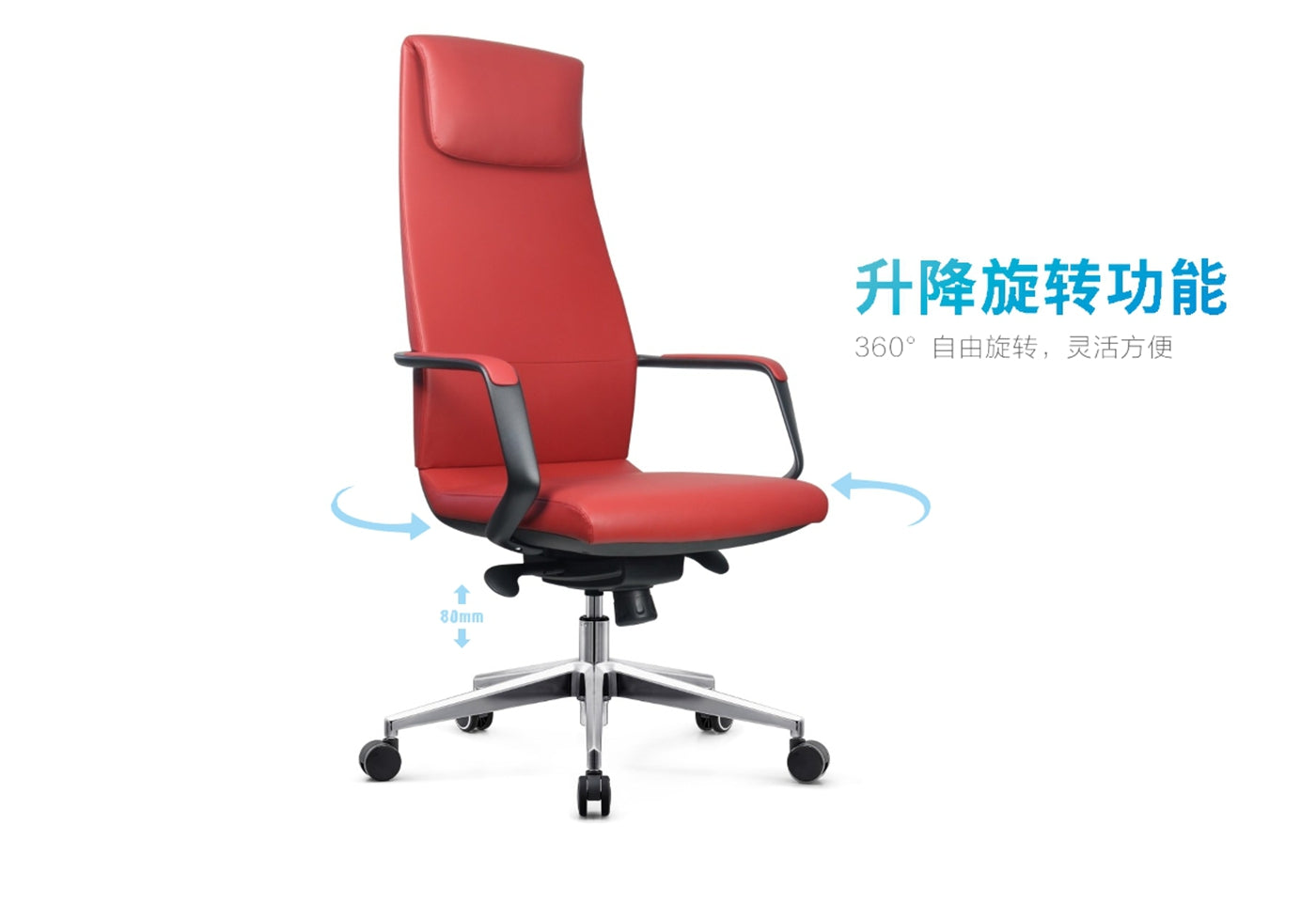 Ergonomically designed executive office chair with headrest