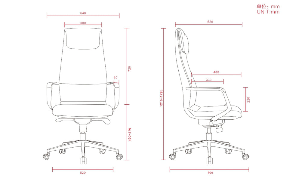 Ergonomically designed executive office chair with headrest