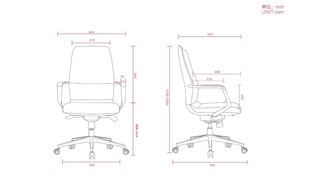 Ergonomically designed executive office chair with headrest