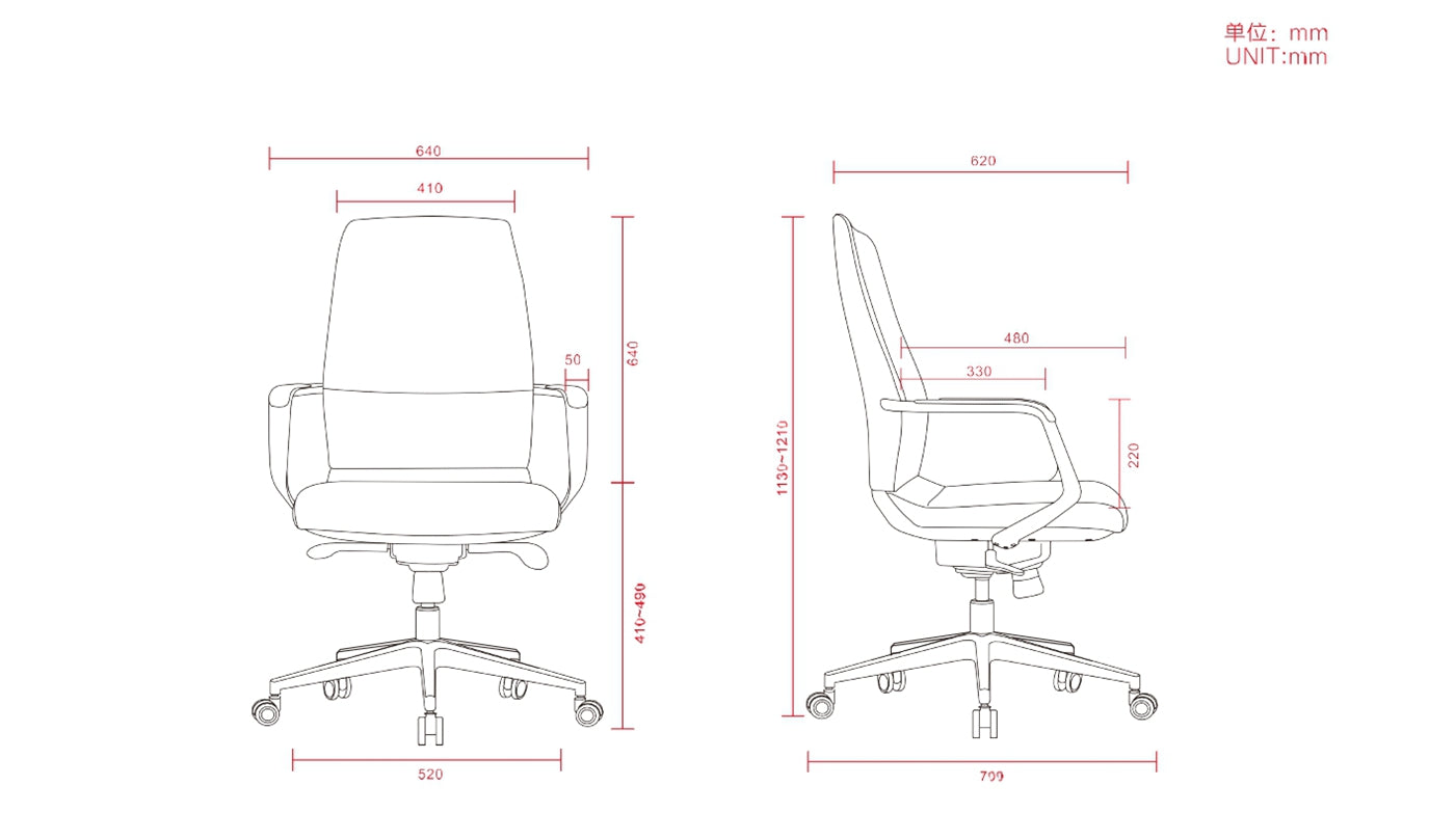 Ergonomically designed executive office chair with headrest