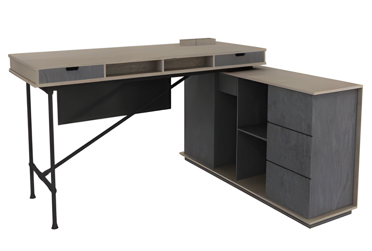 Executive Office Desk with 3 drawers and cabinets, Tobacco Wood, stylish and elegant - JOSE.M.ONNA FURNITURE