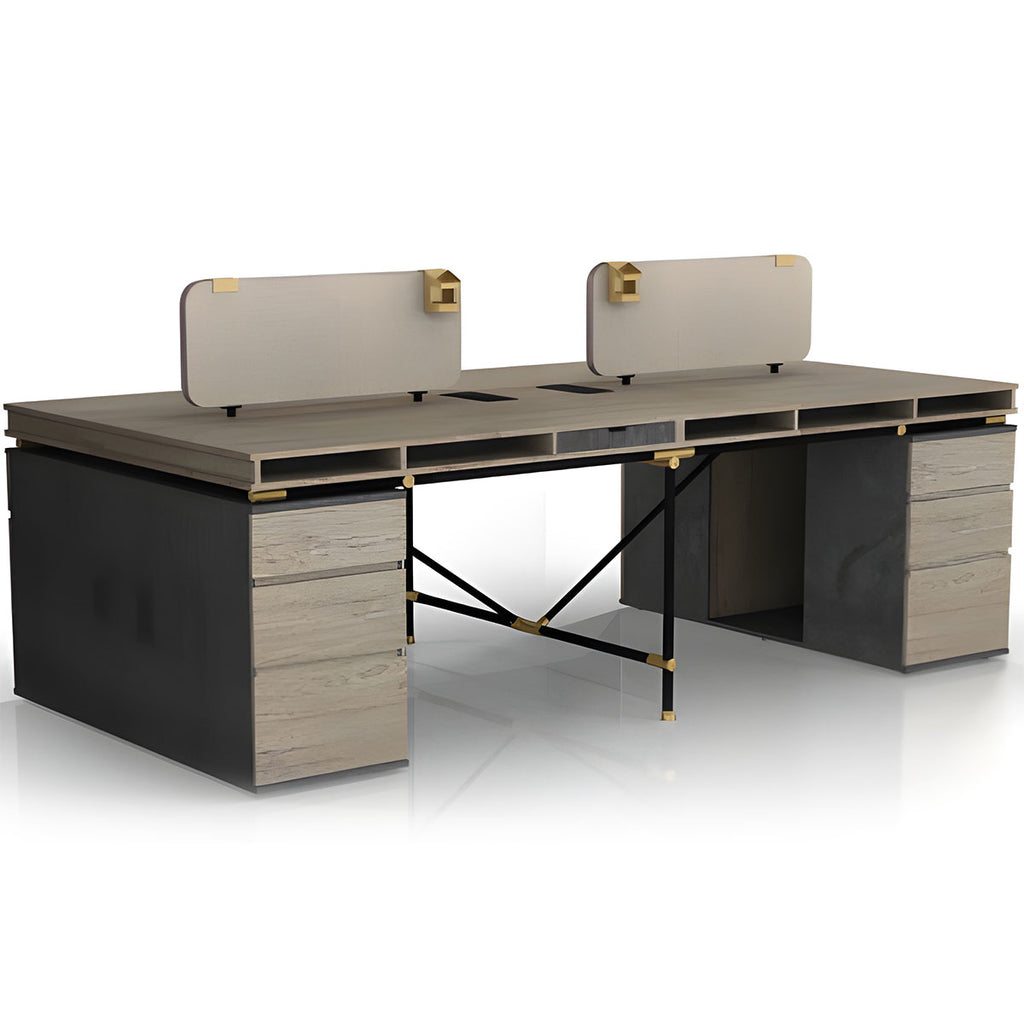 4-person Workstation Desk, each with a separate drawer cabinet, a durable office desk