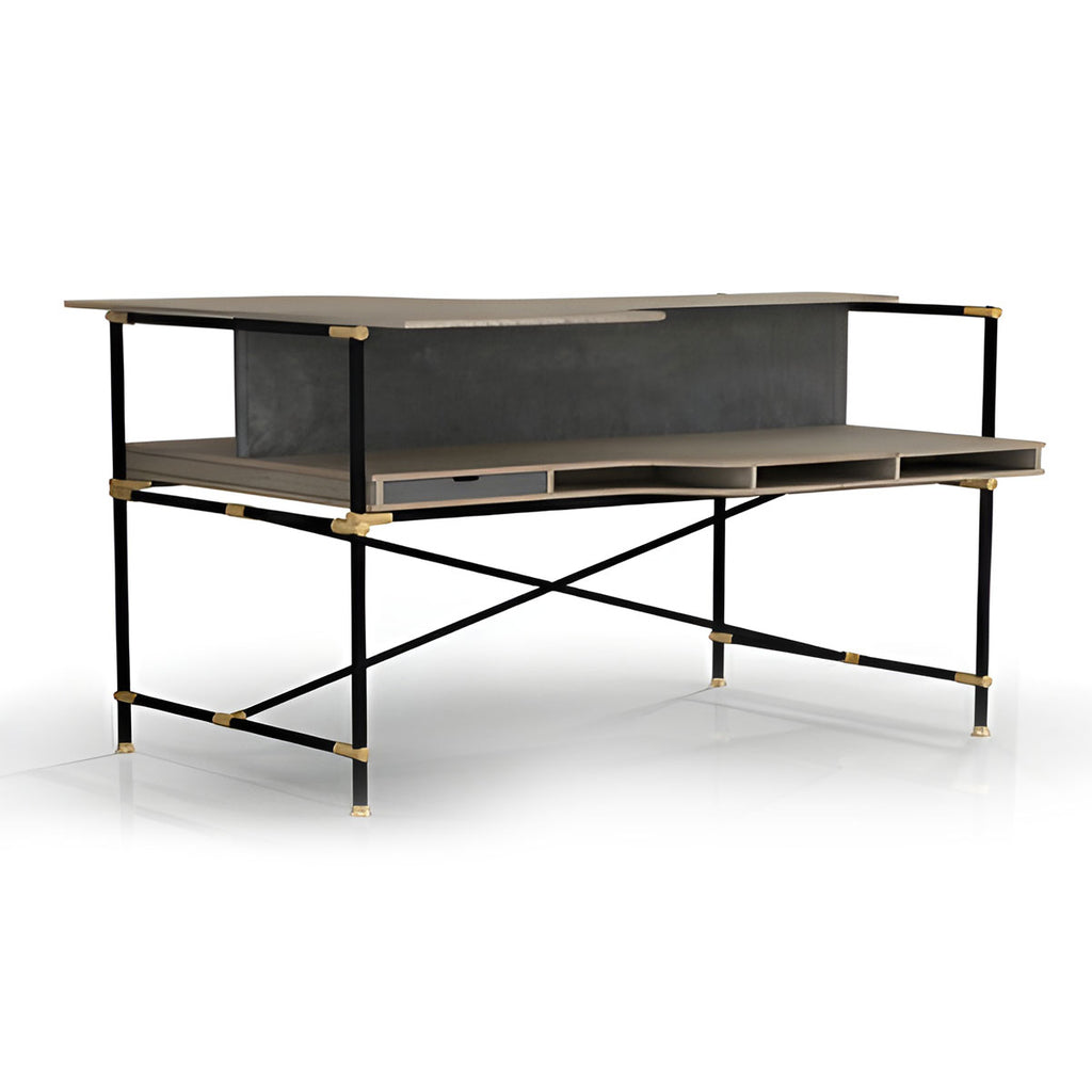 2-person Workstation Desk, Tobacco Wood Stylish and Elegant Office Desk