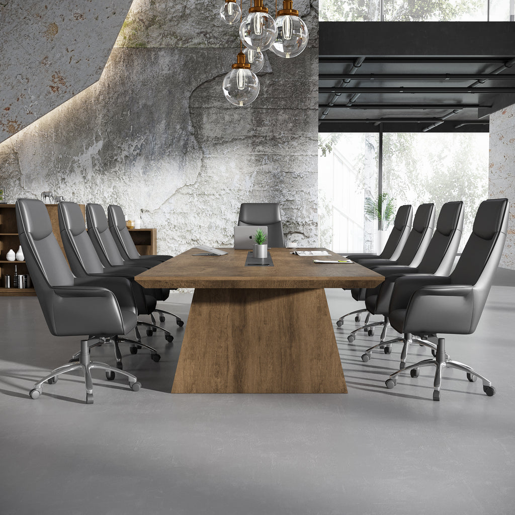 AVENUE Conference Table for 6 to 8 People Modern Large Rectangle Meeting Room Desk for Boardroom, Home Office, Oak Brown - JOSE.M.ONNA FURNITURE