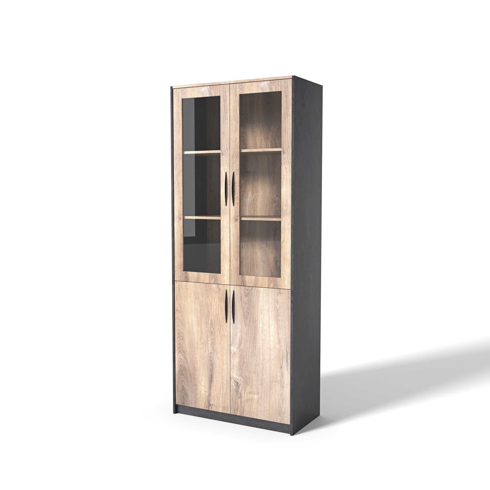 Office Bookcase,Display Unit 80cm - Warm Oak & Black - TRIBECA - JOSE.M.ONNA FURNITURE