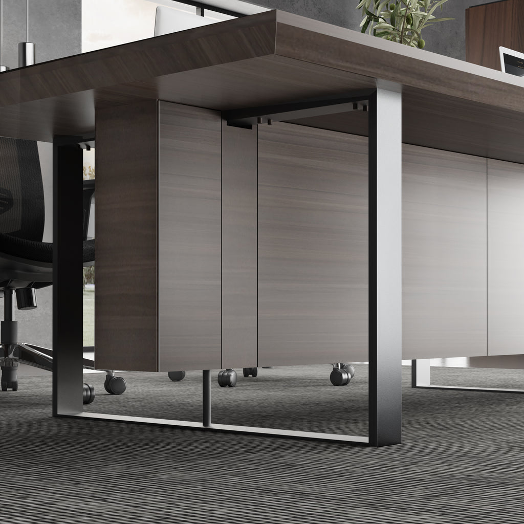 Large Executive Computer Desk, Home Office Desk with Solid Steel Pedestal, Industrial Wood Study Writing Table, Workstation Business Furniture for Home Office - JOSE.M.ONNA FURNITURE
